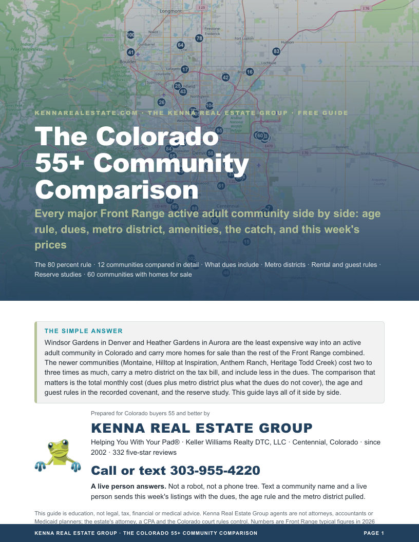 Cover of The Colorado 55+ Community Comparison