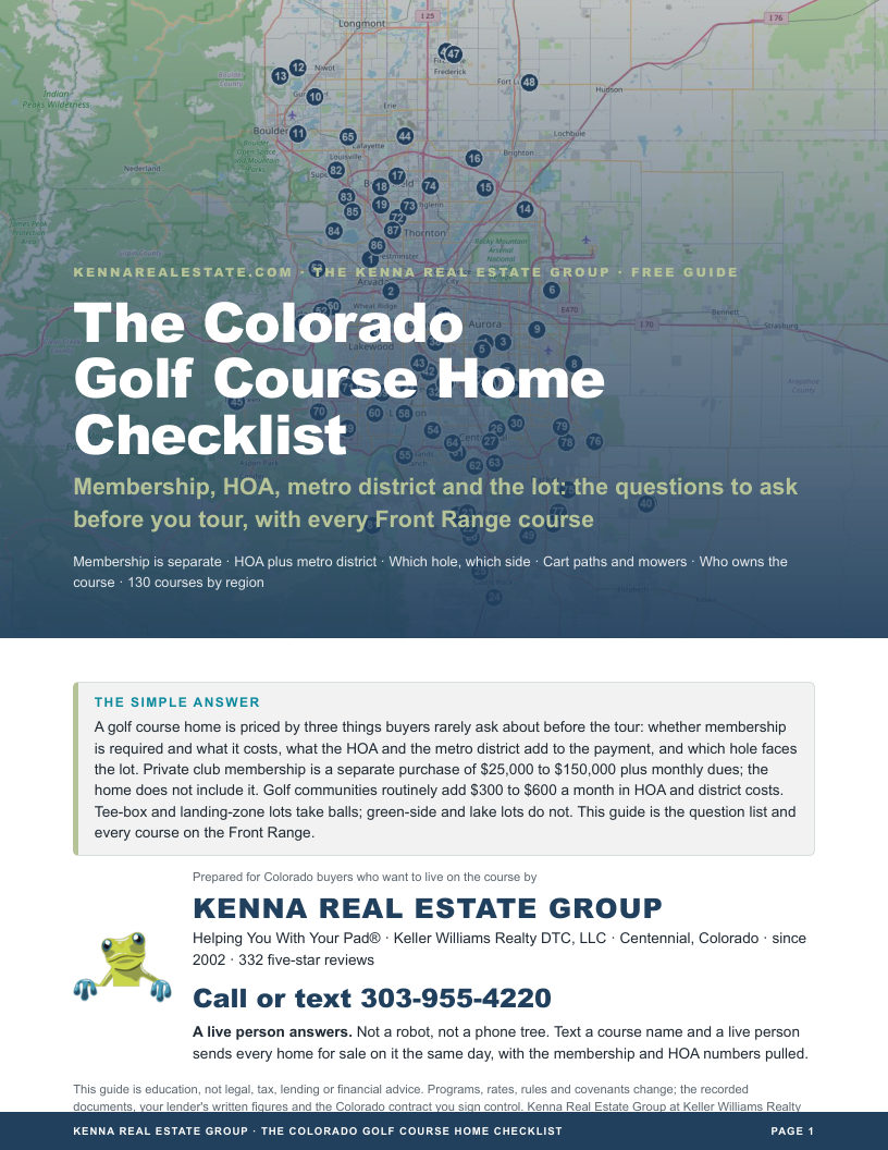 Cover of The Colorado Golf Course Home Checklist