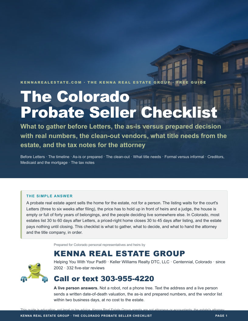 Cover of The Colorado Probate Seller Checklist