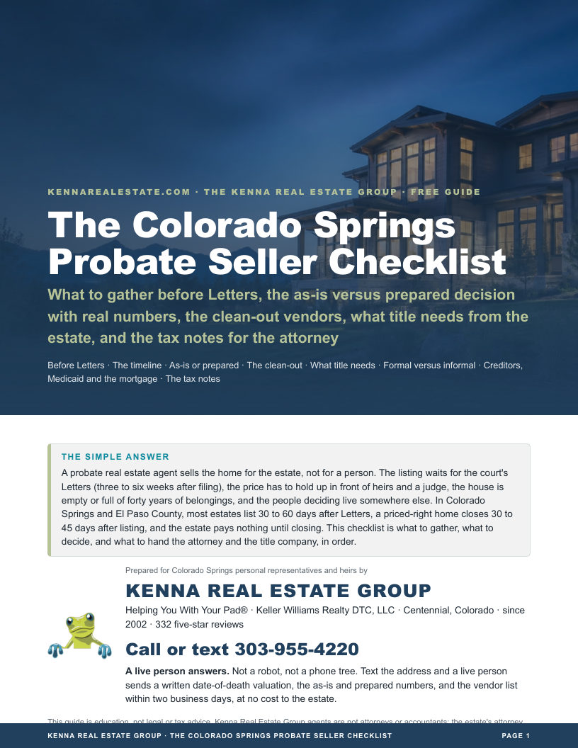 Cover of The Colorado Springs Probate Seller Checklist