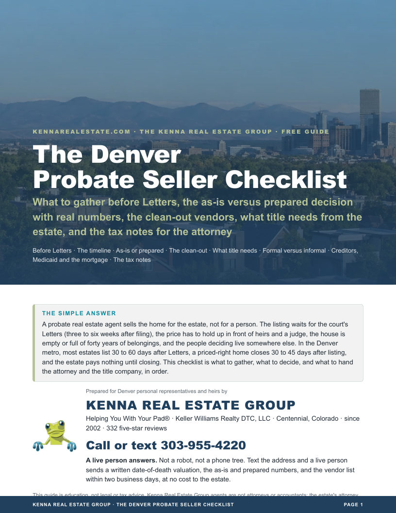 Cover of The Denver Probate Seller Checklist